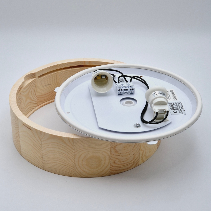 Plafonjera za kup. NATURAL 2xE27/15W/230V IP54 bor ø 27 cm - FSC sertifikovano