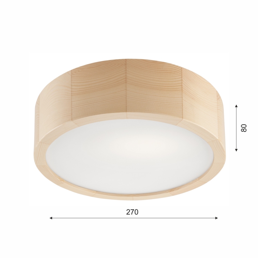 Plafonjera za kup. NATURAL 2xE27/15W/230V IP54 bor ø 27 cm - FSC sertifikovano