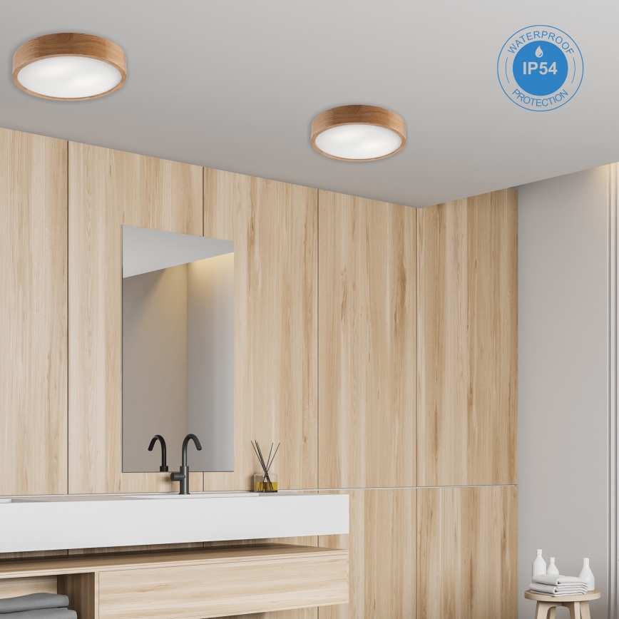 Plafonjera za kup. OAK 3xE27/15W/230V hrast ø 37 cm IP54 - FSC sertifikovano