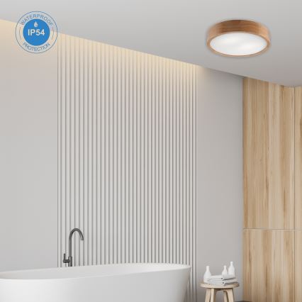 Plafonjera za kup. OAK 3xE27/15W/230V hrast ø 37 cm IP54 - FSC sertifikovano