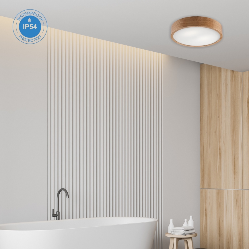 Plafonjera za kup. OAK 3xE27/15W/230V hrast ø 37 cm IP54 - FSC sertifikovano