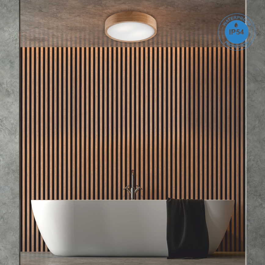 Plafonjera za kup. OAK 3xE27/15W/230V hrast ø 37 cm IP54 - FSC sertifikovano