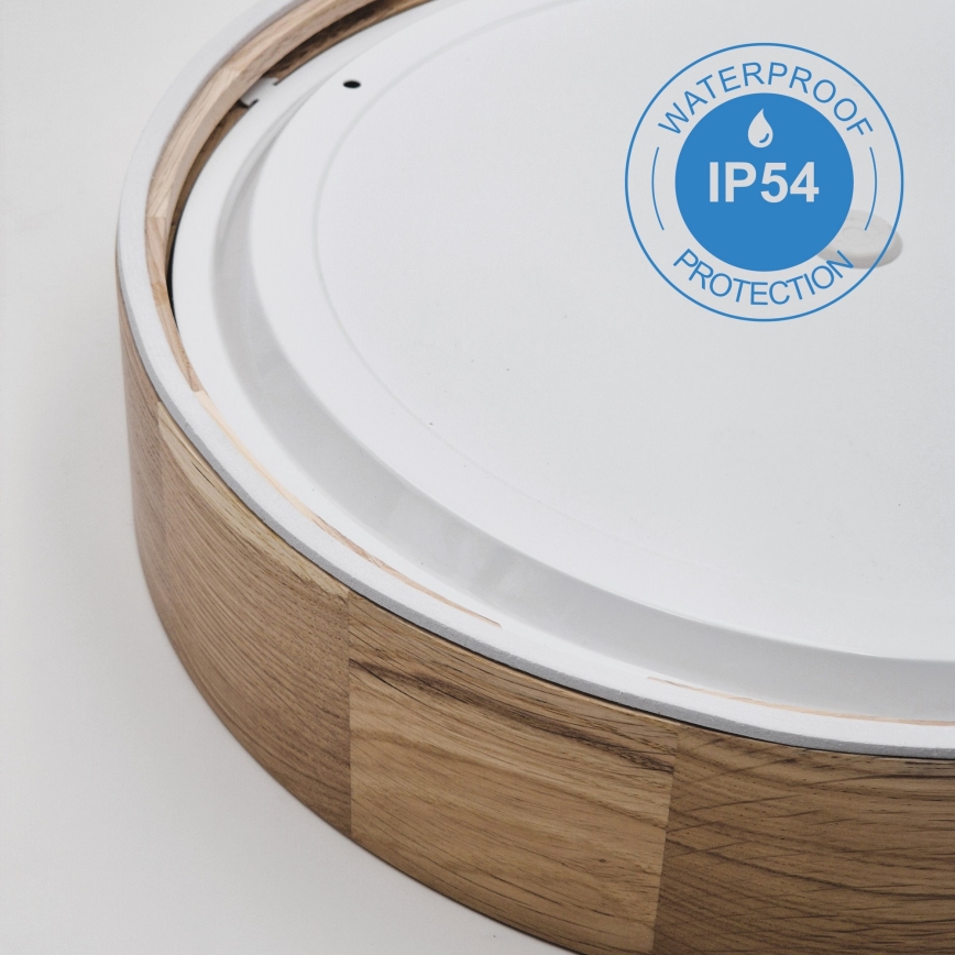 Plafonjera za kup. OAK 3xE27/15W/230V hrast ø 37 cm IP54 - FSC sertifikovano