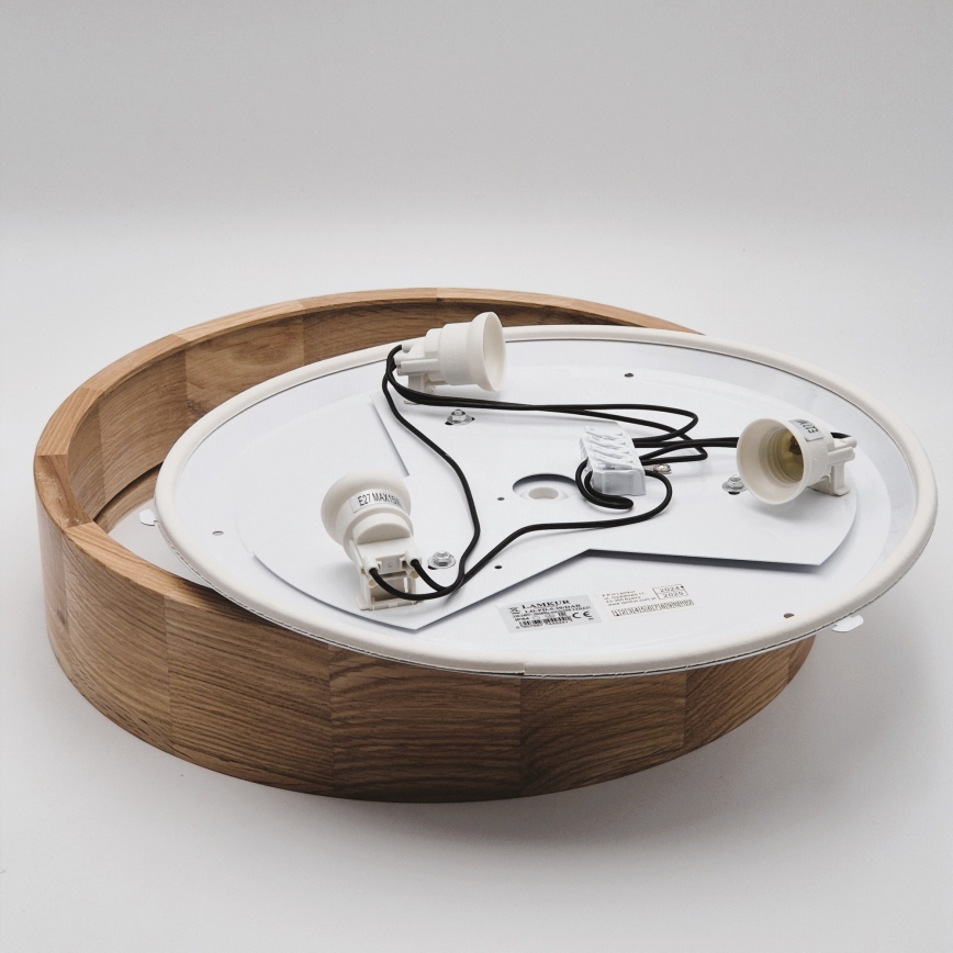Plafonjera za kup. OAK 3xE27/15W/230V hrast ø 37 cm IP54 - FSC sertifikovano