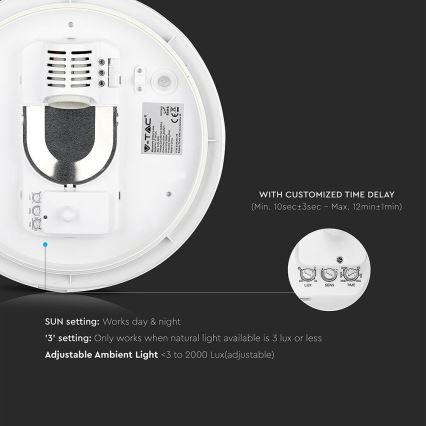 Plafonjera za kup. sa senz. 1xE27/60W/230V IP44 ø 29,6 cm