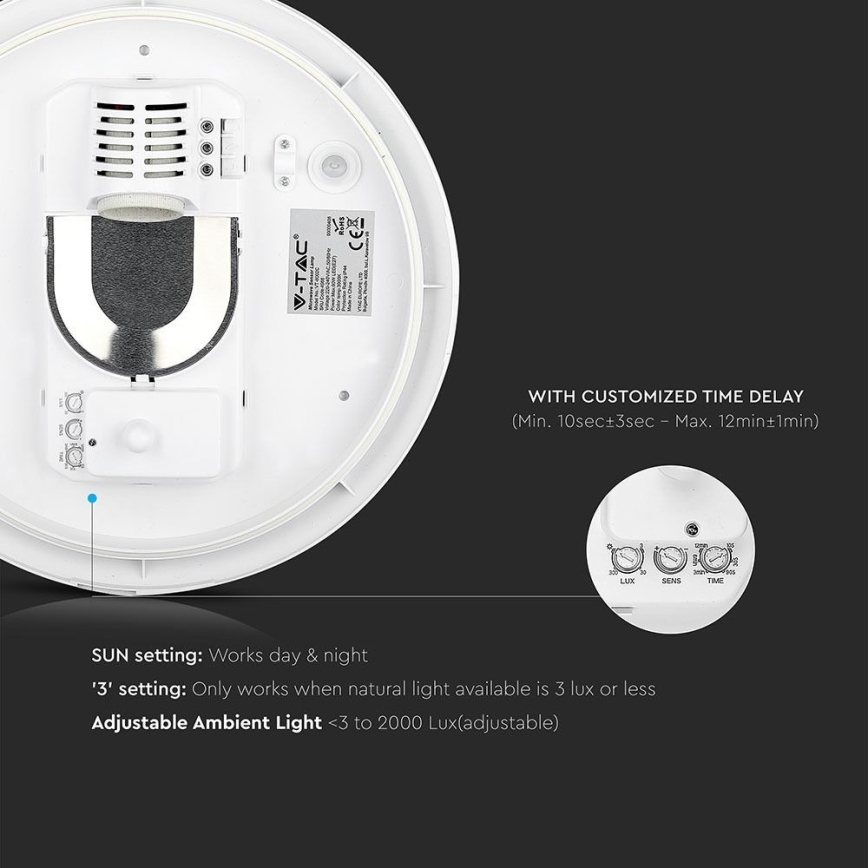 Plafonjera za kup. sa senz. 1xE27/60W/230V IP44 ø 29,6 cm