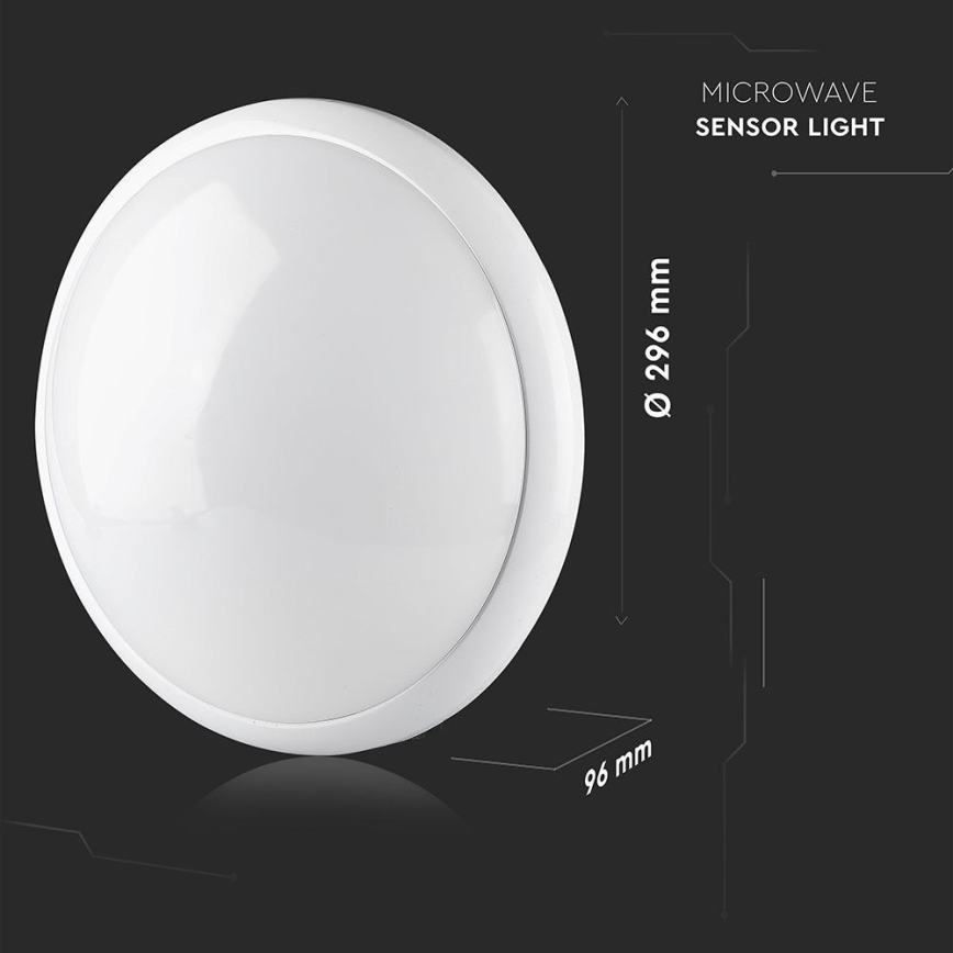 Plafonjera za kup. sa senz. 1xE27/60W/230V IP44 ø 29,6 cm