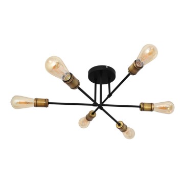 Plafonski luster CAMBRIDGE 6xE27/20W/230V crna/zlatna