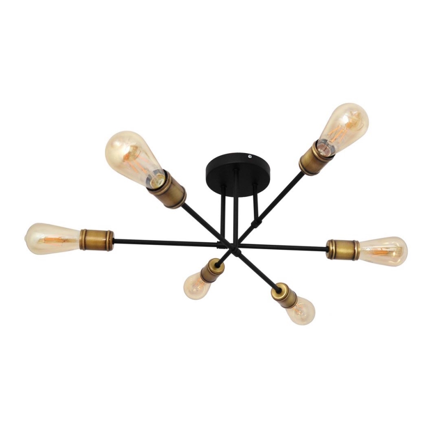 Plafonski luster CAMBRIDGE 6xE27/20W/230V crna/zlatna