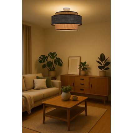 Plafonski luster GRACE 1xE27/60W/230V, prečnik 40 cm, krem/braon