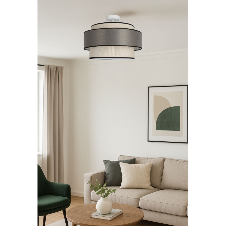 Plafonski luster GRACE, 1xE27/60W/230V, Ø 40 cm, krem/siva