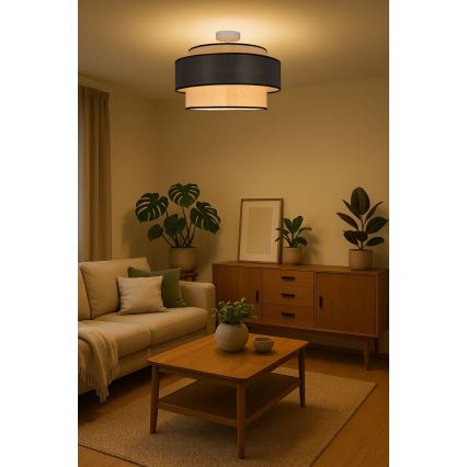 Plafonski luster GRACE, 1xE27/60W/230V, Ø 40 cm, krem/siva