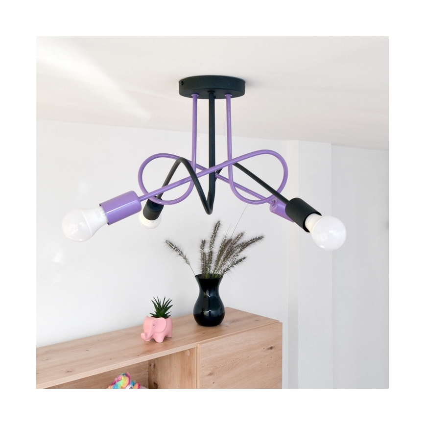 Plafonski luster OXFORD 4xE27/15W/230V crna/ljubičasta