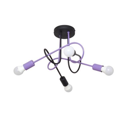 Plafonski luster OXFORD 4xE27/15W/230V crna/ljubičasta