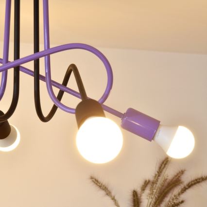 Plafonski luster OXFORD 4xE27/15W/230V crna/ljubičasta