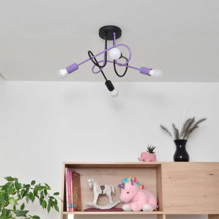 Plafonski luster OXFORD 4xE27/15W/230V crna/ljubičasta