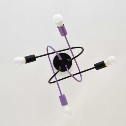 Plafonski luster OXFORD 4xE27/15W/230V crna/ljubičasta