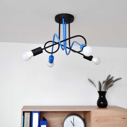 Plafonski luster OXFORD 4xE27/15W/230V crna/plava