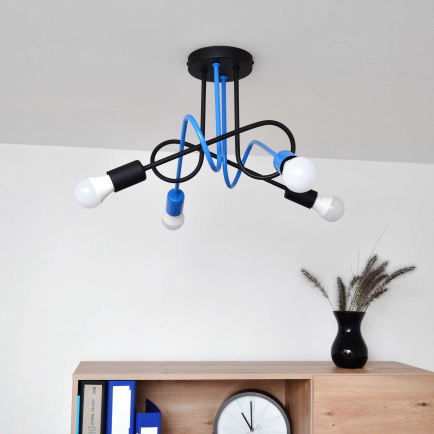 Plafonski luster OXFORD 4xE27/15W/230V crna/plava