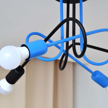 Plafonski luster OXFORD 4xE27/15W/230V crna/plava