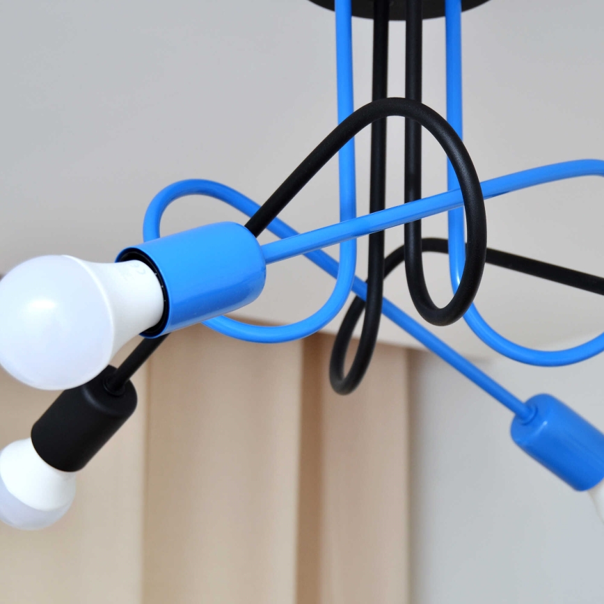 Plafonski luster OXFORD 4xE27/15W/230V crna/plava