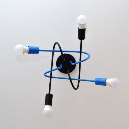 Plafonski luster OXFORD 4xE27/15W/230V crna/plava