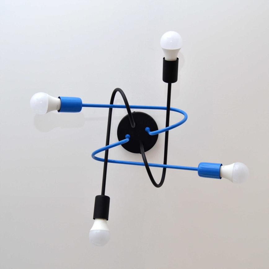 Plafonski luster OXFORD 4xE27/15W/230V crna/plava