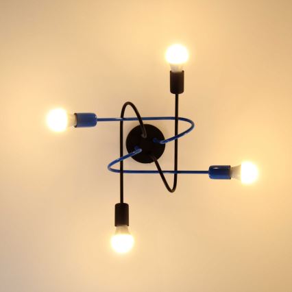Plafonski luster OXFORD 4xE27/15W/230V crna/plava