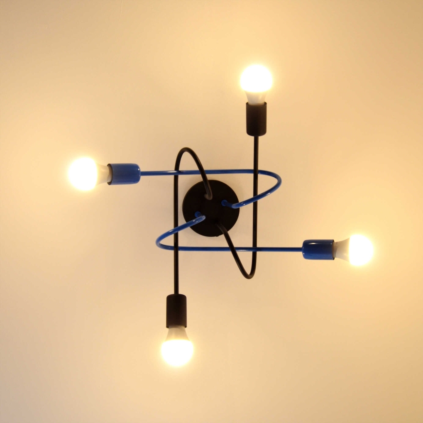 Plafonski luster OXFORD 4xE27/15W/230V crna/plava