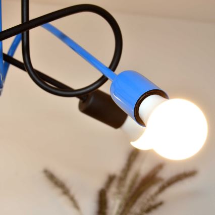 Plafonski luster OXFORD 4xE27/15W/230V crna/plava