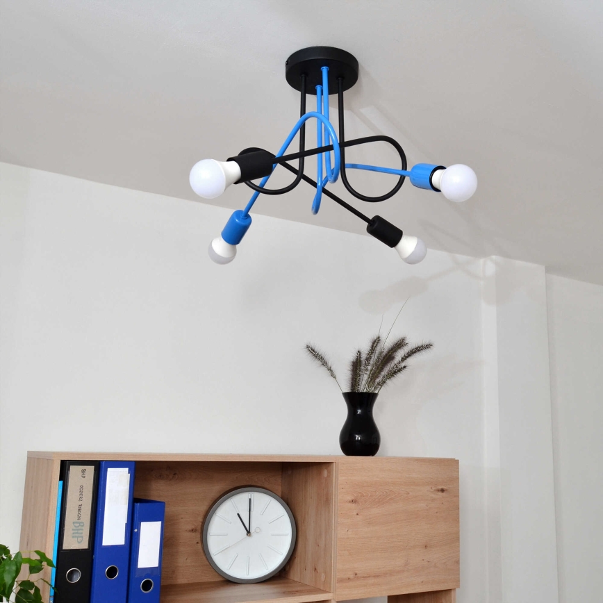 Plafonski luster OXFORD 4xE27/15W/230V crna/plava