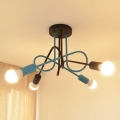 Plafonski luster OXFORD 4xE27/15W/230V crna/tirkizna