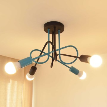 Plafonski luster OXFORD 4xE27/15W/230V crna/tirkizna