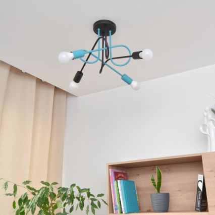 Plafonski luster OXFORD 4xE27/15W/230V crna/tirkizna