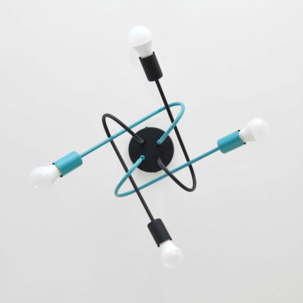 Plafonski luster OXFORD 4xE27/15W/230V crna/tirkizna