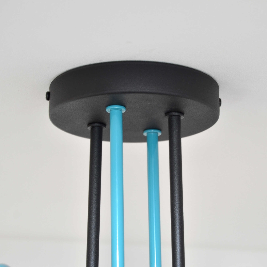 Plafonski luster OXFORD 4xE27/15W/230V crna/tirkizna