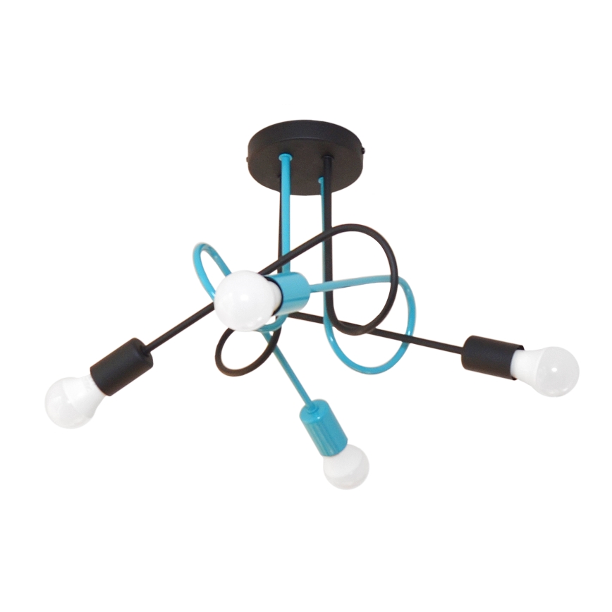 Plafonski luster OXFORD 4xE27/15W/230V crna/tirkizna