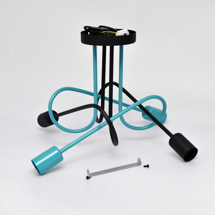 Plafonski luster OXFORD 4xE27/15W/230V crna/tirkizna