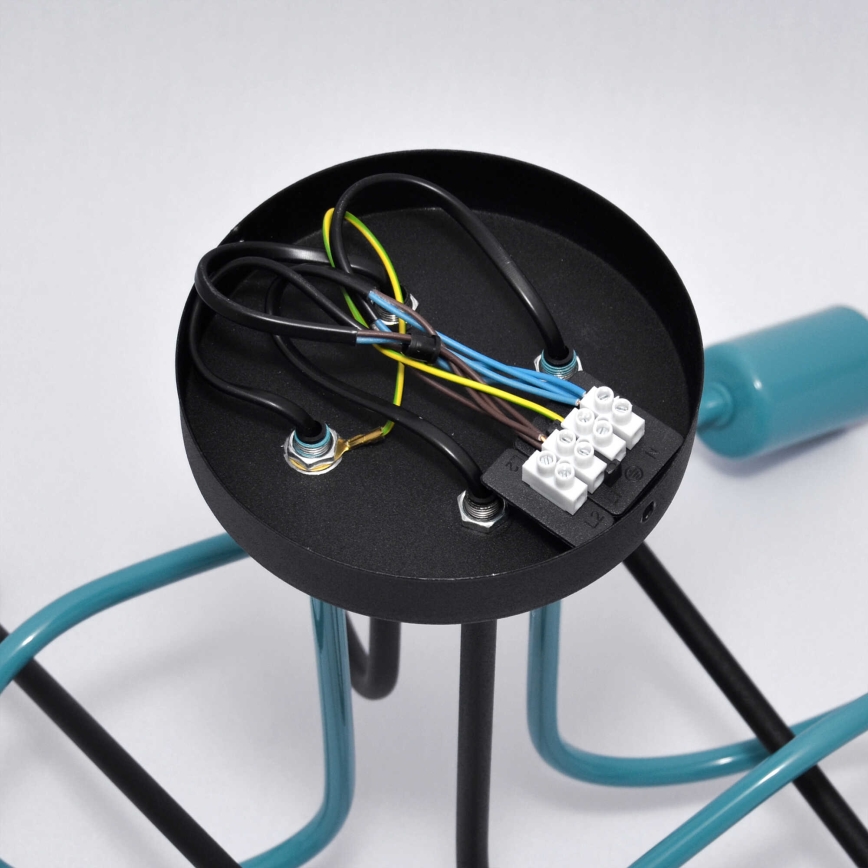 Plafonski luster OXFORD 4xE27/15W/230V crna/tirkizna