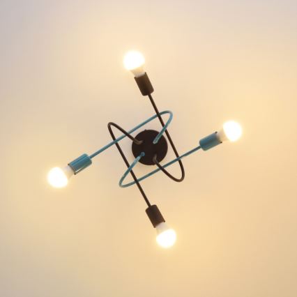 Plafonski luster OXFORD 4xE27/15W/230V crna/tirkizna