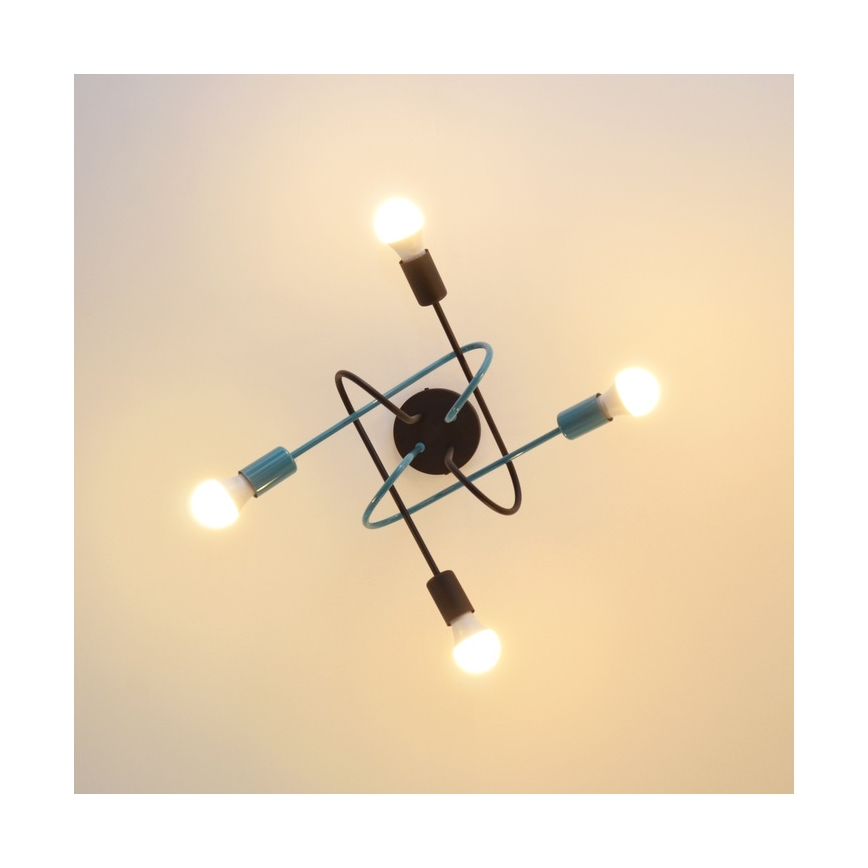 Plafonski luster OXFORD 4xE27/15W/230V crna/tirkizna