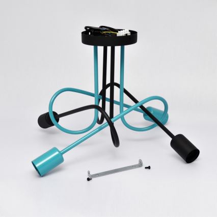 Plafonski luster OXFORD 4xE27/15W/230V crna/tirkizna