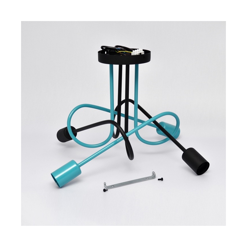 Plafonski luster OXFORD 4xE27/15W/230V crna/tirkizna