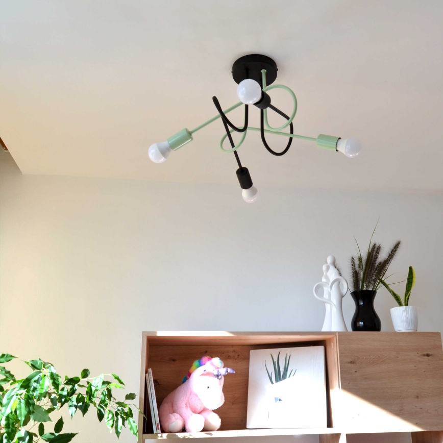 Plafonski luster OXFORD 4xE27/15W/230V crna/zelena