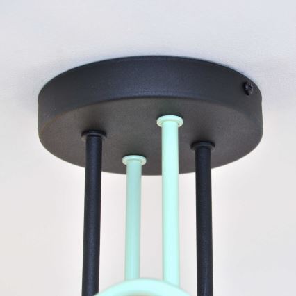 Plafonski luster OXFORD 4xE27/15W/230V crna/zelena