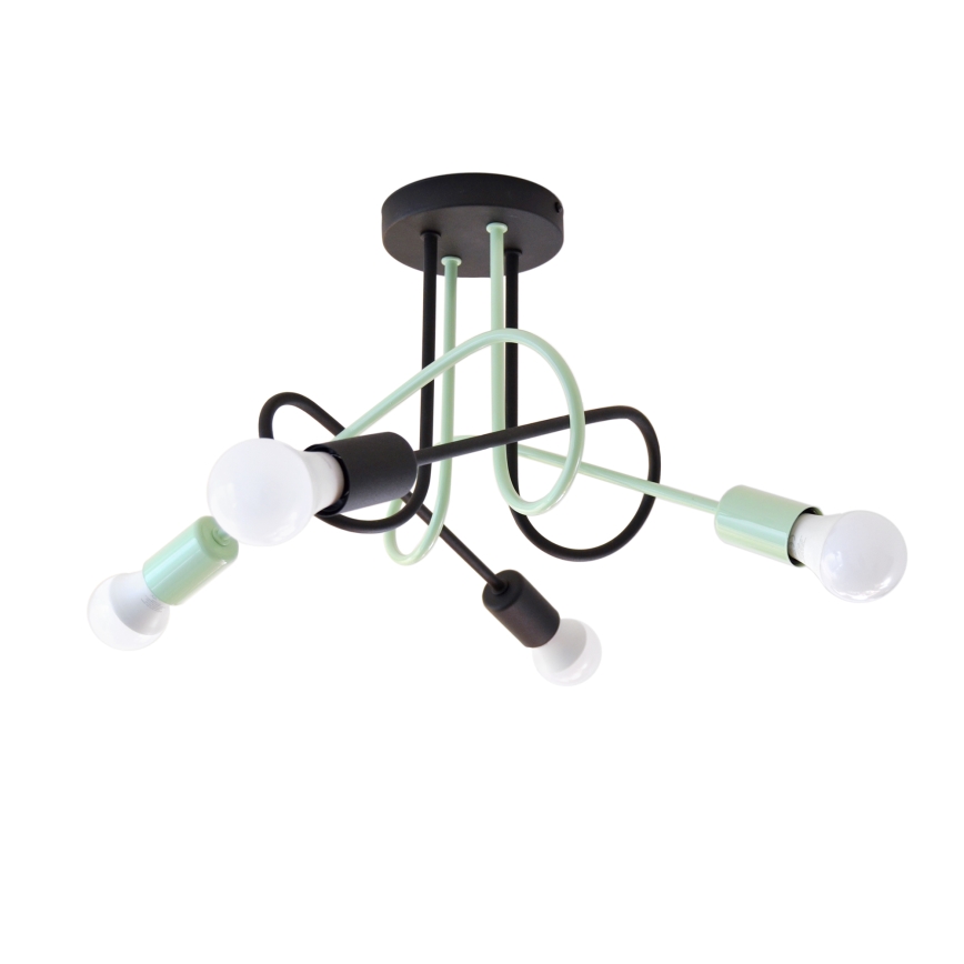 Plafonski luster OXFORD 4xE27/15W/230V crna/zelena