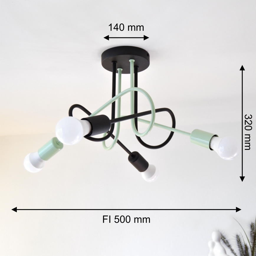 Plafonski luster OXFORD 4xE27/15W/230V crna/zelena