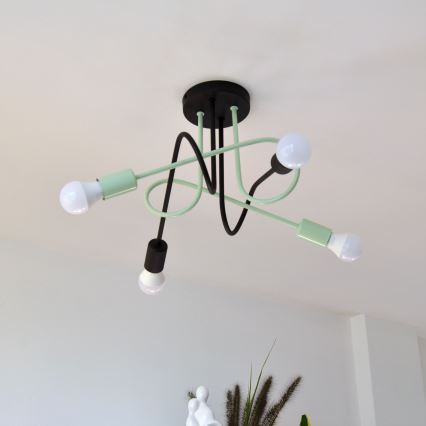 Plafonski luster OXFORD 4xE27/15W/230V crna/zelena