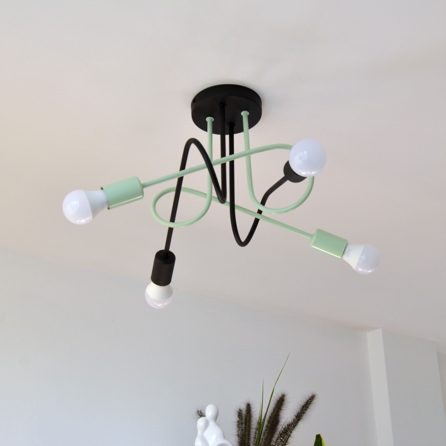 Plafonski luster OXFORD 4xE27/15W/230V crna/zelena