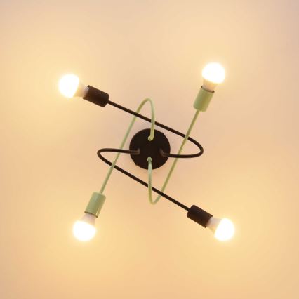 Plafonski luster OXFORD 4xE27/15W/230V crna/zelena